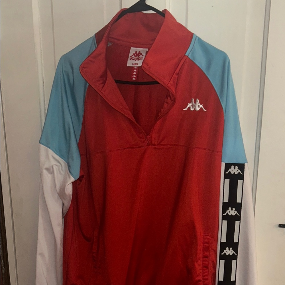 Kappa Red, Light Blue & White Half-Zip Track Top